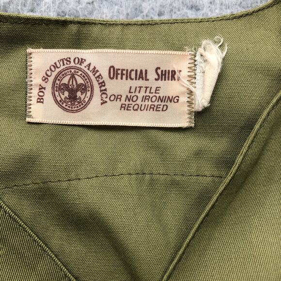 Vintage 70s Boys Scouts of America BSA Uniform Men Small Shirt Green Long Sleeve - Picture 3 of 12